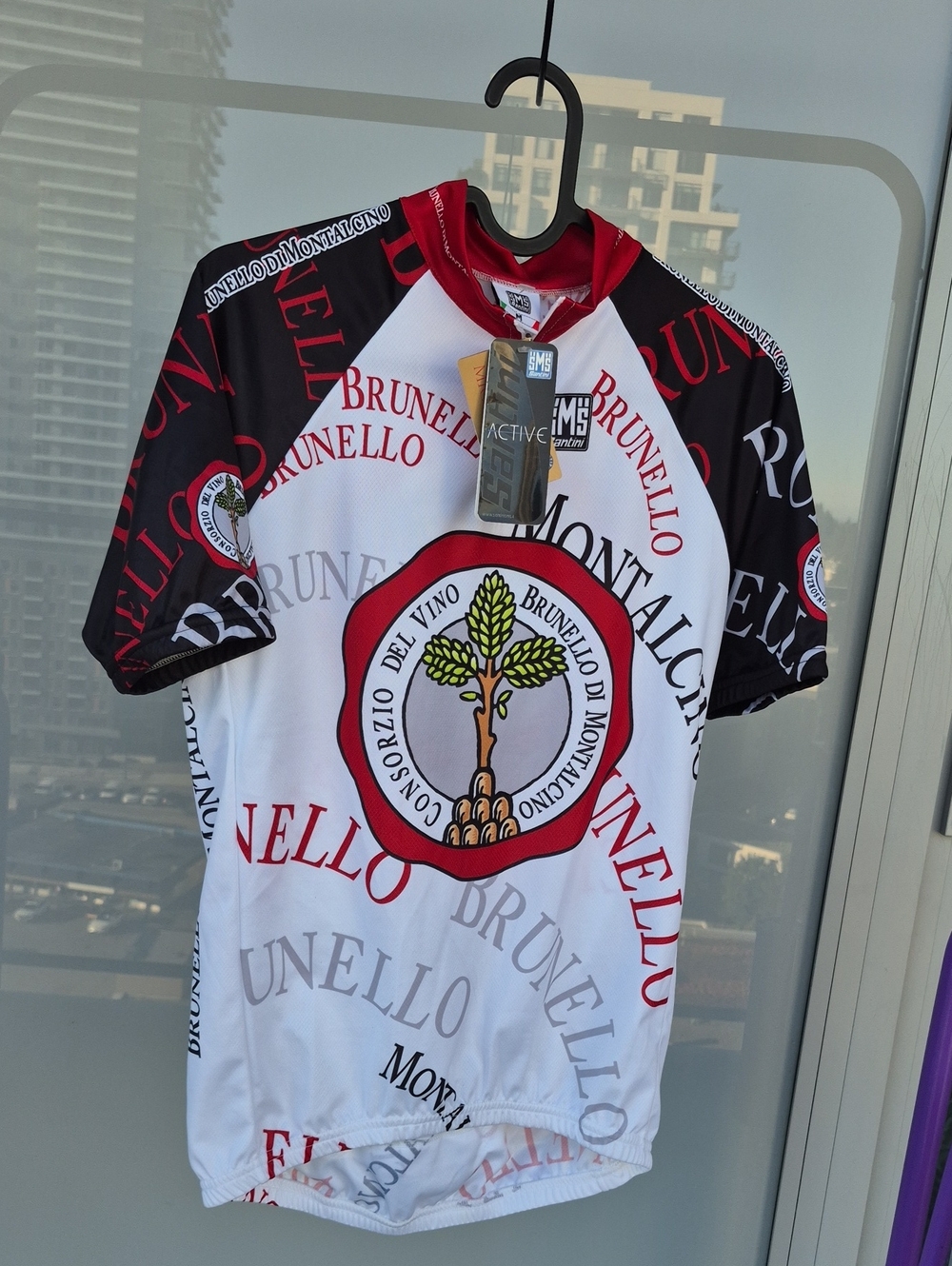 Brunello Short Sleeve Cycling Jersey - White & Black with Red Accents